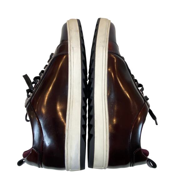 Karl Lagerfield Paris Men\'s Leather Low Top Sneakers in Burgundy Men\'s Size 13